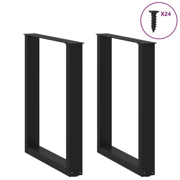 vidaXL Πόδια τραπεζαρίας σχήμα U 2 τεμ. Μαύρο 60x(72-73)cm Χάλυβας