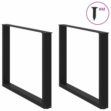vidaXL Πόδια τραπεζαρίας σε σχήμα U 2 τεμ. Μαύρο 100x(72-73)cm