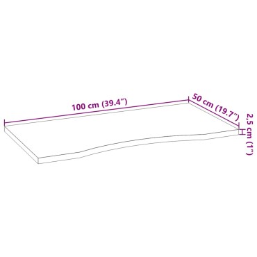 vidaXL Επιφάνεια Τραπεζιού Ορθογώνιος 100x50x2,5cm Μασίφ Ξύλο Δρυός 1 τεμ.