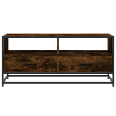 vidaXL Τραπεζάκι Σαλονιού Καπνιστή Δρυς 100x50x45cm Επ. Ξύλο/Μέταλλο 1 τεμ.