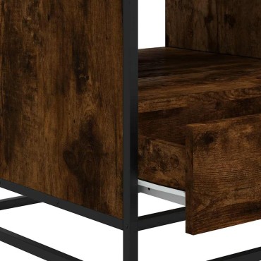 vidaXL Τραπεζάκι Σαλονιού Καπνιστή Δρυς 100x50x45cm Επ. Ξύλο/Μέταλλο 1 τεμ.