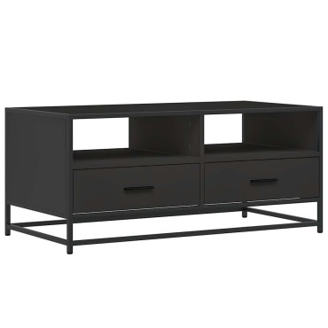 vidaXL Τραπεζάκι Σαλονιού Μαύρο 100x50x45cm Επεξ. Ξύλο & Μέταλλο 1 τεμ.