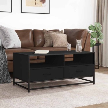 vidaXL Τραπεζάκι Σαλονιού Μαύρο 100x50x45cm Επεξ. Ξύλο & Μέταλλο 1 τεμ.