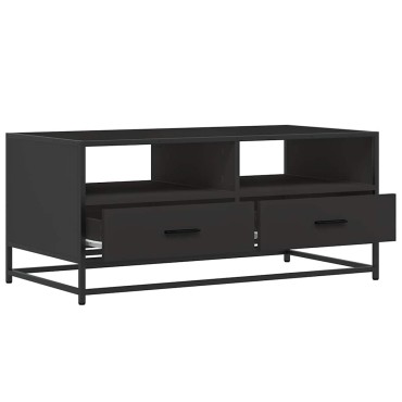 vidaXL Τραπεζάκι Σαλονιού Μαύρο 100x50x45cm Επεξ. Ξύλο & Μέταλλο 1 τεμ.