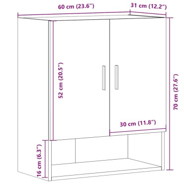 vidaXL Ντουλάπι Τοίχου Παλιό Ξύλο 60x31x70cm Επεξεργασμένο Ξύλο 1 τεμ.