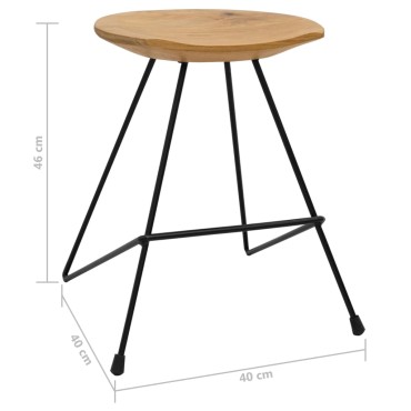 vidaXL σκαμπό 2 τεμ. από μασίφ ξύλο τικ 40x40x46cm