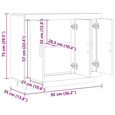 vidaXL Μπουφές Όψη Παλαιού Ξύλου 92x35x75cm Επεξεργασμένο Ξύλο 1 τεμ.