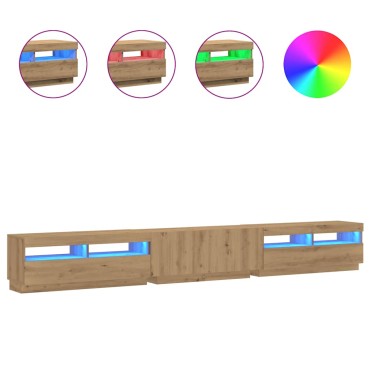 vidaXL Έπιπλο Τηλεόρασης με LED Αρτισιανή Δρυς 300x35x40cm Επεξ.Ξύλο
