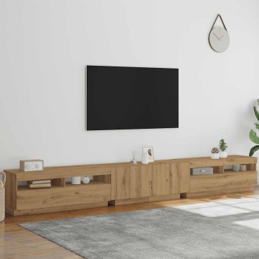 vidaXL Έπιπλο Τηλεόρασης με LED Αρτισιανή Δρυς 300x35x40cm Επεξ.Ξύλο