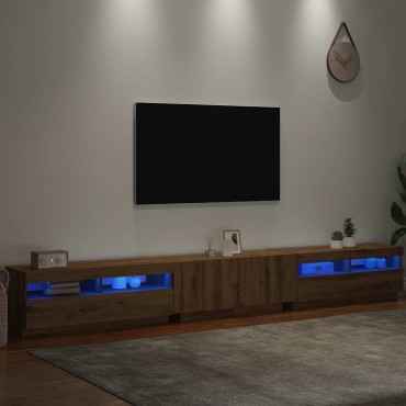 vidaXL Έπιπλο Τηλεόρασης με LED Αρτισιανή Δρυς 300x35x40cm Επεξ.Ξύλο