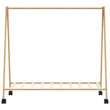 vidaXL Ράφι ρούχων με ράφια και ρόδες 106x34x106,5 cm Μπαμπού