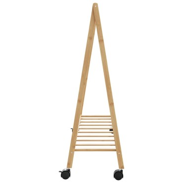 vidaXL Ράφι ρούχων με ράφια και ρόδες 106x34x106,5 cm Μπαμπού