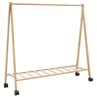 vidaXL Ράφι ρούχων με ράφια και ρόδες 106x34x106,5 cm Μπαμπού