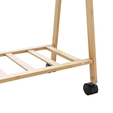 vidaXL Ράφι ρούχων με ράφια και ρόδες 106x34x106,5 cm Μπαμπού