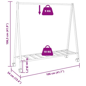 vidaXL Ράφι ρούχων με ράφια και ρόδες 106x34x106,5 cm Μπαμπού