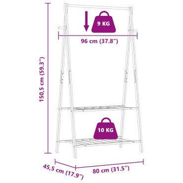 vidaXL Κρεμάστρα Ρούχων με Ράφια 96x45,5x150,5 εκ. Μπαμπού