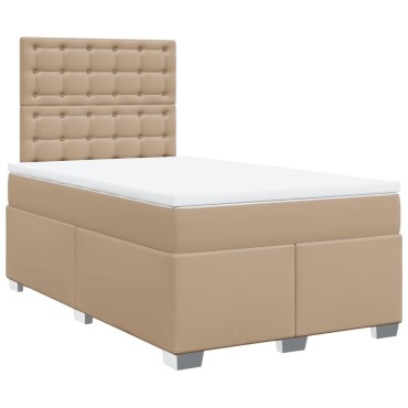 vidaXL Κρεβάτι Boxspring με Στρώμα Καπουτσίνο 120x190cm από Συνθ.Δέρμα 1 τεμ. - Μονό