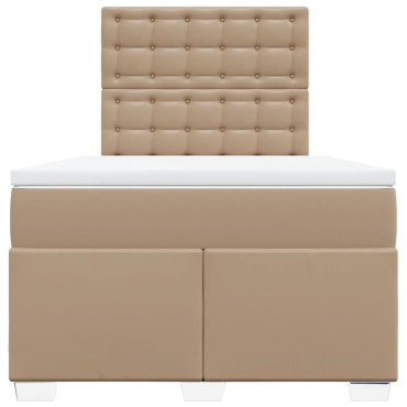 vidaXL Κρεβάτι Boxspring με Στρώμα Καπουτσίνο 120x190εκ.από Συνθ.Δέρμα