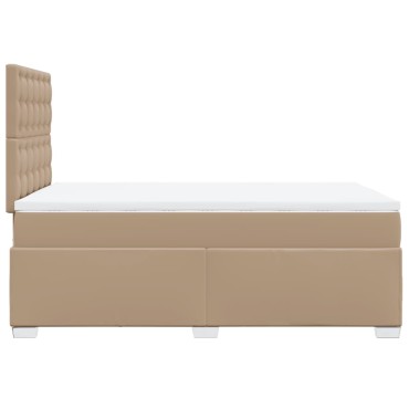 vidaXL Κρεβάτι Boxspring με Στρώμα Καπουτσίνο 120x190εκ.από Συνθ.Δέρμα
