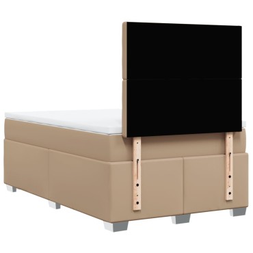 vidaXL Κρεβάτι Boxspring με Στρώμα Καπουτσίνο 120x190εκ.από Συνθ.Δέρμα