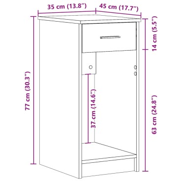 vidaXL Πύργος υπολογιστή με συρτάρι Λευκό 35x45x77cm 1 τεμ.