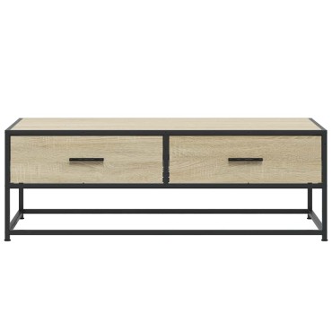 vidaXL Τραπεζάκι Σαλονιού Sonoma Δρυς 100x50x35cm Επεξ. Ξύλο + Μέταλλο 1 τεμ.