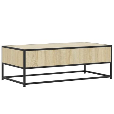 vidaXL Τραπεζάκι Σαλονιού Sonoma Δρυς 100x50x35cm Επεξ. Ξύλο + Μέταλλο 1 τεμ.