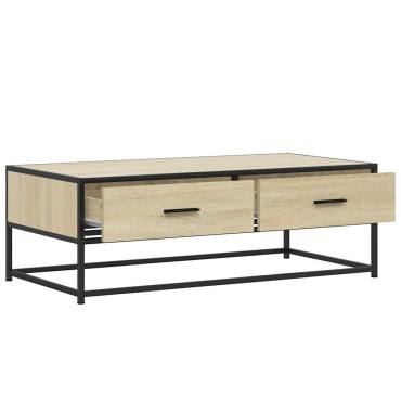 vidaXL Τραπεζάκι Σαλονιού Sonoma Δρυς 100x50x35cm Επεξ. Ξύλο + Μέταλλο 1 τεμ.