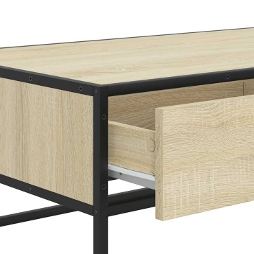 vidaXL Τραπεζάκι Σαλονιού Sonoma Δρυς 100x50x35cm Επεξ. Ξύλο + Μέταλλο 1 τεμ.