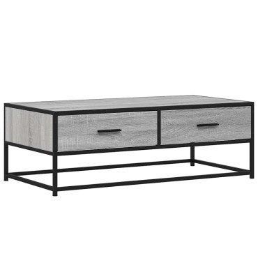 vidaXL Τραπεζάκι Σαλονιού Γκρι Sonoma 100x50x35cm Επεξ. Ξύλο/Μέταλλο 1 τεμ.