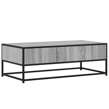 vidaXL Τραπεζάκι Σαλονιού Γκρι Sonoma 100x50x35cm Επεξ. Ξύλο/Μέταλλο 1 τεμ.