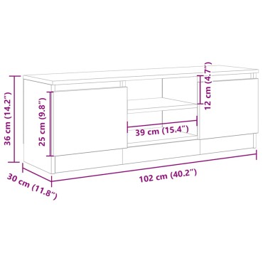 vidaXL Έπιπλο Τηλεόρασης Παλιό Ξύλο 102x30x36cm από Μοριοσανίδα