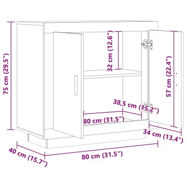 vidaXL Σκευοθήκη Παλιό ξύλο 80x40x75cm Ξύλο μηχανής 1 τεμ.