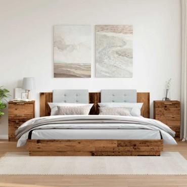 vidaXL Κομοδίνα 2 τεμ. Όψη Παλαιού Ξύλου 40x36x65cm από Επεξ. Ξύλο