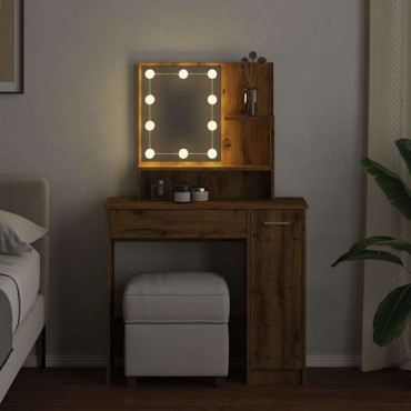 vidaXL Μπουντουάρ με LED Αρτισιανή Δρυς 86,5x35x136cm