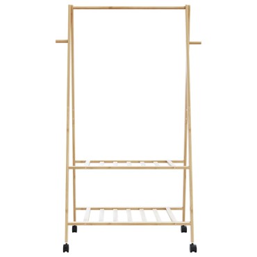 vidaXL Ράφι ρούχων με ράφια και ρόδες 96x45,5x155,5 cm Μπαμπού