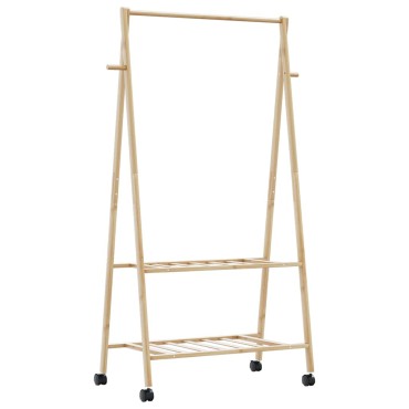 vidaXL Ράφι ρούχων με ράφια και ρόδες 96x45,5x155,5 cm Μπαμπού