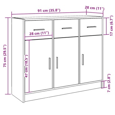 vidaXL Ντουλάπι Παλιό Ξύλο 91x28x75cm από Επεξεργασμένο Ξύλο 1 τεμ.