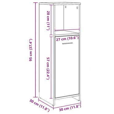 vidaXL Ντουλάπι Μπάνιου Τεχνίτης Δρυς 30x30x95cm Επεξεργασμένο Ξύλο