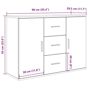 vidaXL Ντουλάπι Αρτισιανή Δρυς 90x29,5x65cm από Επεξεργασμένο Ξύλο 1 τεμ.