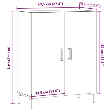 vidaXL Ντουλάπι τεχνίτης Δρυς 69,5x34x90cm Επεξεργασμένο Ξύλο 1 τεμ.