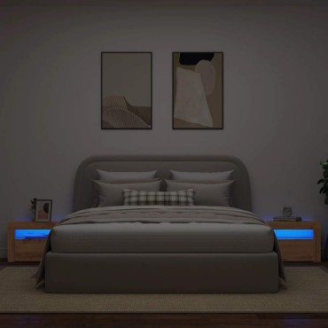 vidaXL Κομοδίνα με LED 2 τεμ. τεχνίτης Δρυς 60x35x40cm