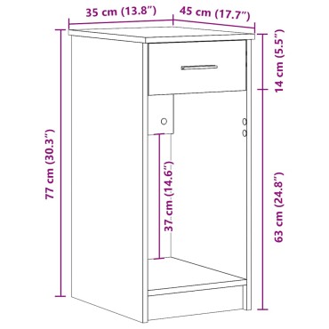 vidaXL Βάση πύργου υπολογιστή με συρτάρι Δρυς sonoma 35x45x77cm 1 τεμ.