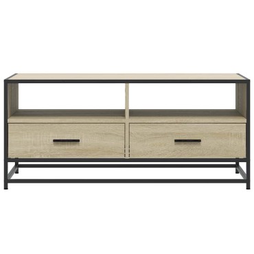 vidaXL Τραπεζάκι Σαλονιού Sonoma Δρυς 100x50x45cm Επεξ. Ξύλο + Μέταλλο 1 τεμ.