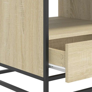 vidaXL Τραπεζάκι Σαλονιού Sonoma Δρυς 100x50x45cm Επεξ. Ξύλο + Μέταλλο 1 τεμ.