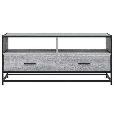 vidaXL Τραπεζάκι Σαλονιού Γκρι Sonoma 100x50x45cm Επεξ Ξύλο + Μέταλλο 1 τεμ.