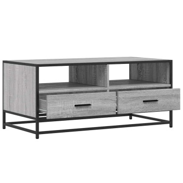 vidaXL Τραπεζάκι Σαλονιού Γκρι Sonoma 100x50x45cm Επεξ Ξύλο + Μέταλλο 1 τεμ.