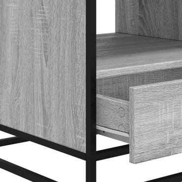 vidaXL Τραπεζάκι Σαλονιού Γκρι Sonoma 100x50x45cm Επεξ Ξύλο + Μέταλλο 1 τεμ.