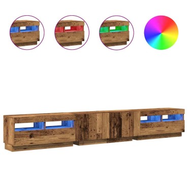 vidaXL Έπιπλο Τηλεόρασης LED Όψη Παλαιού Ξύλου 260x35x40cmΕπεξ. Ξύλο
