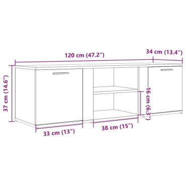 vidaXL Έπιπλο Τηλεόρασης Τεχνίτης Δρυς 120x34x37cm Επεξ. Ξύλο